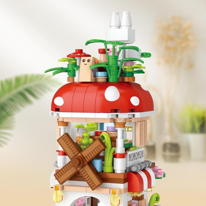 Mushroom House Building Blocks (417pcs set), Small Granules Assembled Toys, Creative Nautical House Model Gift