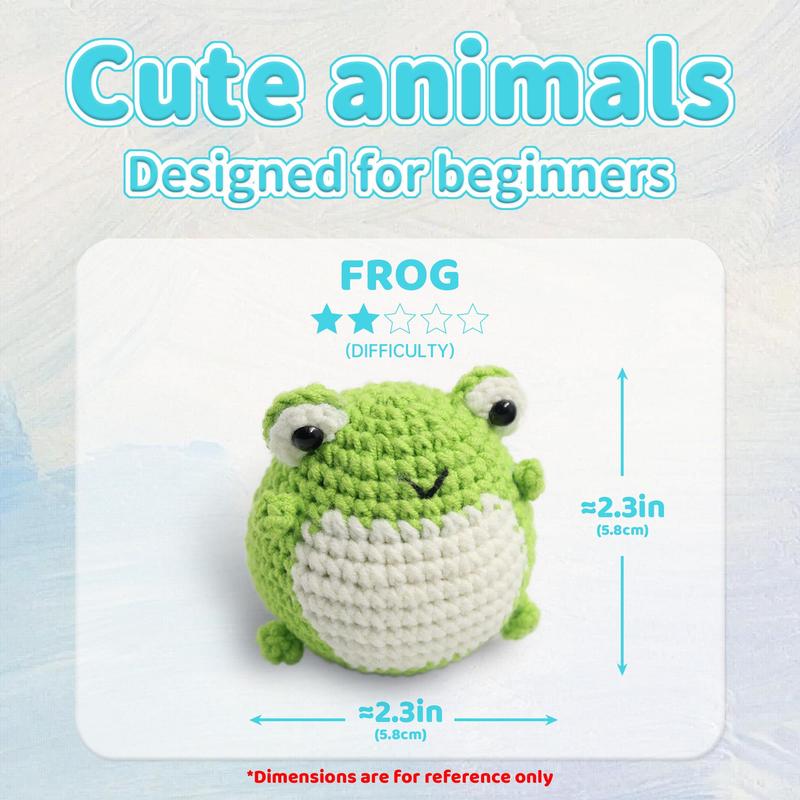 Cute Frog Design Crochet Kit, Beginner Crochet Kits with Step-by-step Videos Tutorials, Crochet Animal Kit for Beginners