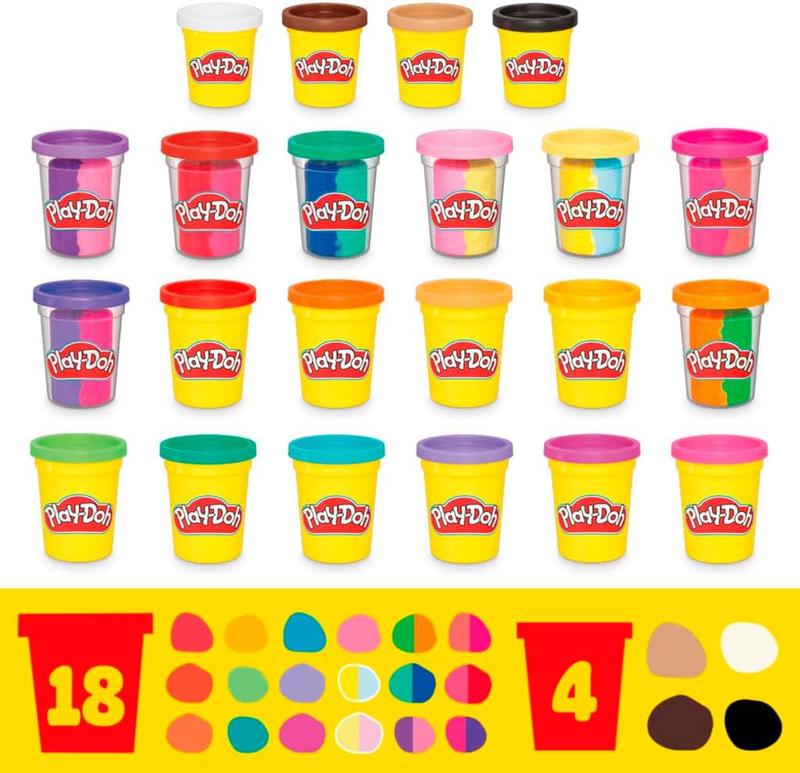 Play-Doh 22 Pack Ultimate Color Variety, Bulk Assorted Colors, 2 & 4 Ounce Modeling Compound Cans, Kids Arts & Crafts, Preschool Toys for 2 Year Old Girls & Boys & Up ( Exclusive)