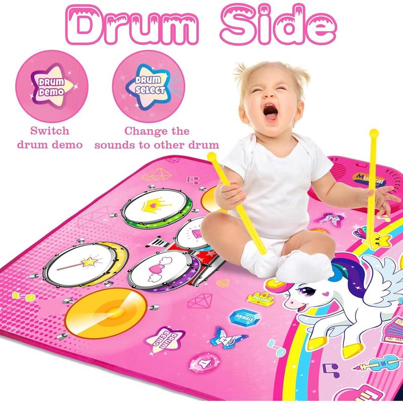 Toys for 1 Year Old Girl Gifts: Baby Music Mat Toddler Toys Age 1-2 - 3 in 1 Piano Drum Animal Touch Unicorn Toys - Infant Musical Toy 12-18 Months Babies Birthday Gifts for 1 2 3 Year Old Boys Girls