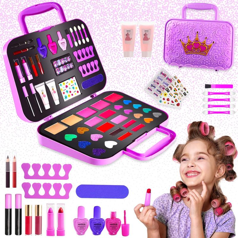 Makeup Kit for Girls, 51 PCS Pretend Makeup Set for Kids, Real Makeup Toys for Girls, Non Toxic, Princess Toys for Girls, Birthday Gift