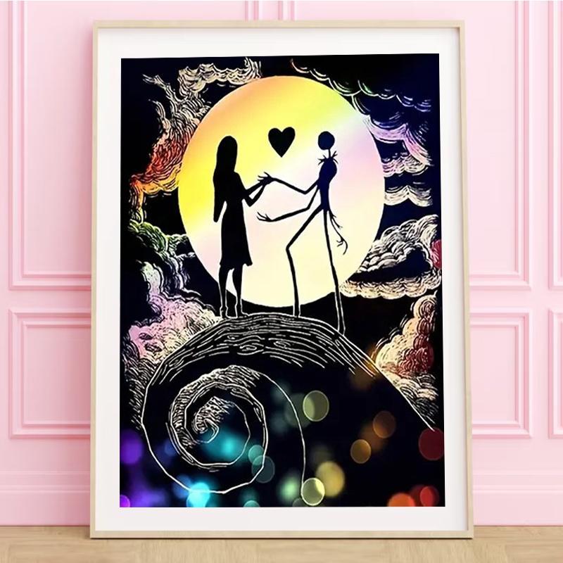 Cartoon Moon Pattern DIY Diamond Arts Painting Kit without Frame, Full Round Diamond Arts Painting Kit, Decor for Home