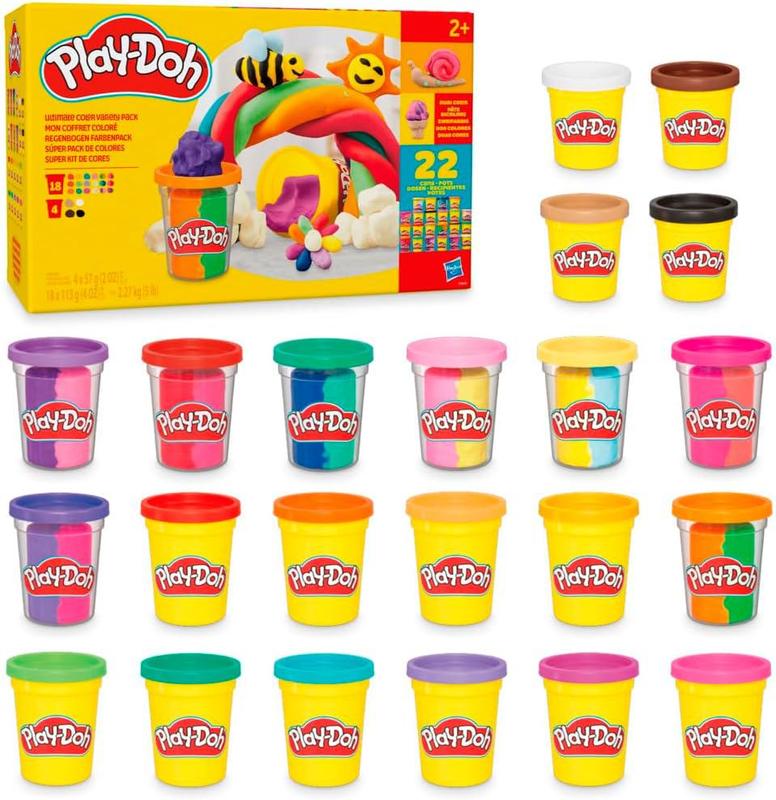 Play-Doh 22 Pack Ultimate Color Variety, Bulk Assorted Colors, 2 & 4 Ounce Modeling Compound Cans, Kids Arts & Crafts, Preschool Toys for 2 Year Old Girls & Boys & Up ( Exclusive)