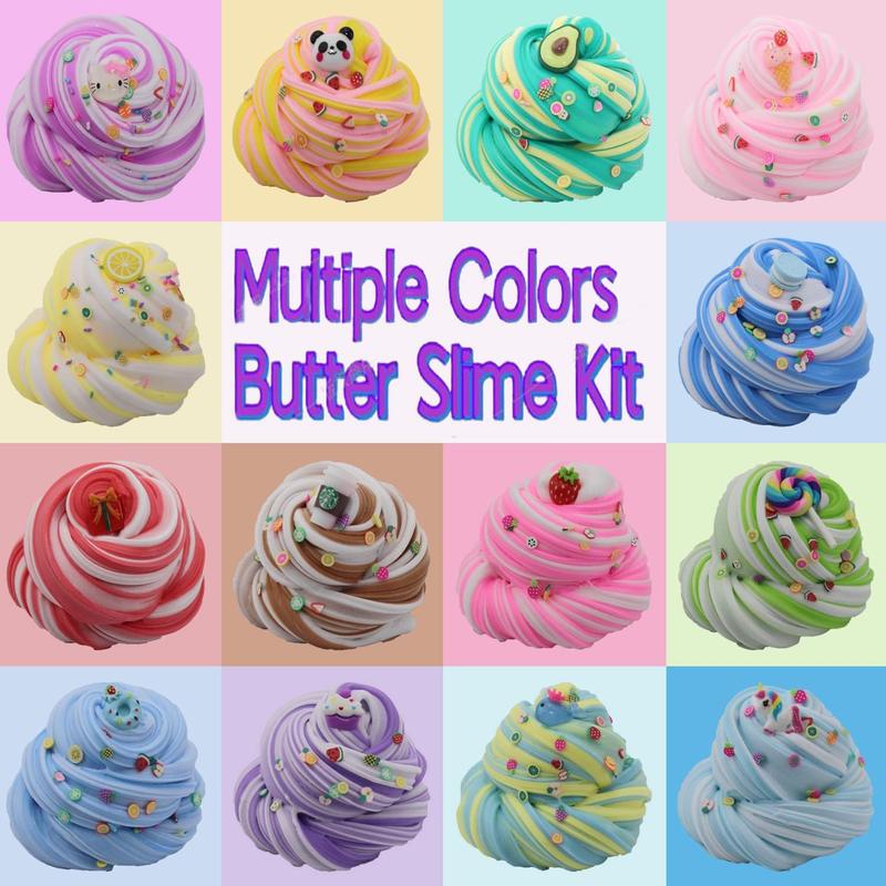 14 Pack Dual Colors Butter Slime Kit, Soft & Non-Sticky,Birthday Gifts for Girl and Boys, Easter Party Favors or Christmas Stocking fillers