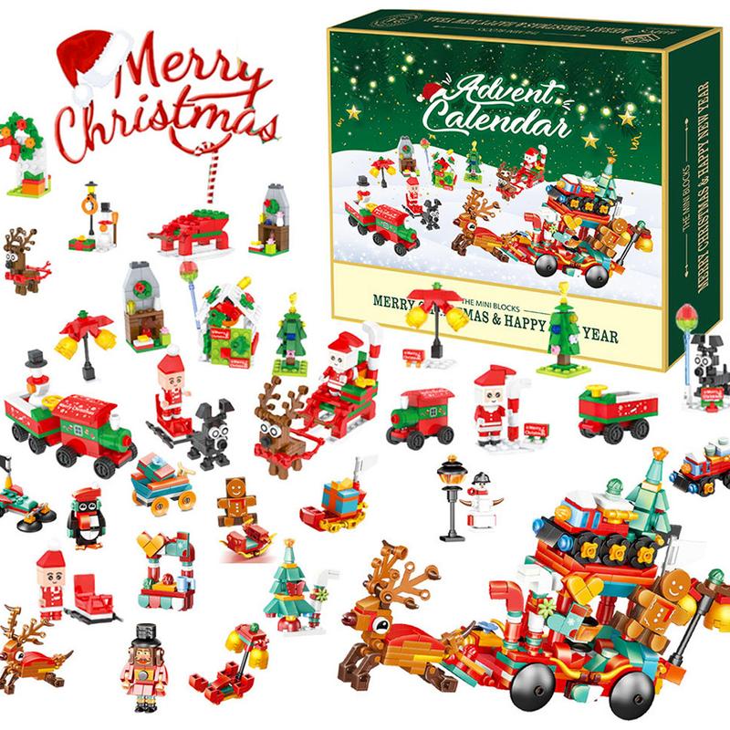 New Advent Calendar 2024 Christmas Building Blocks Toys for Kids Girls Boys Adult, 24 Days Christmas Countdown Building Blocks Toys, Surprise Xmas Gift Box, Christmas Party Favors with 24 Boxes