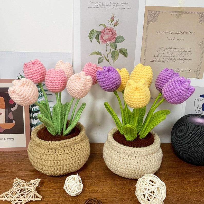 Tulip Flowerpot Crochet Pattern | Flower Bouquet  Crochet Pattern