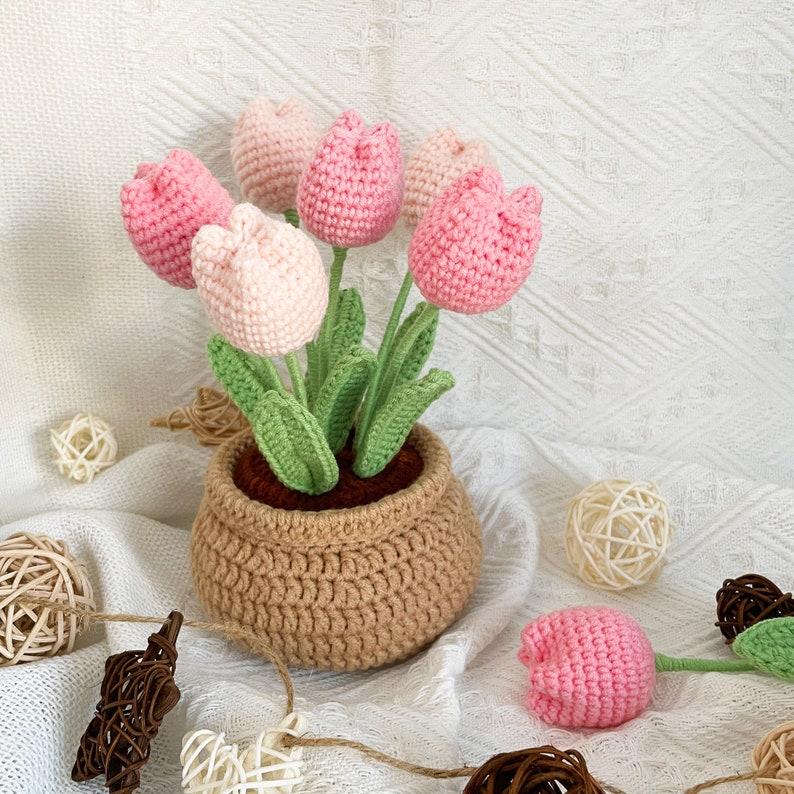 Tulip Flowerpot Crochet Pattern | Flower Bouquet  Crochet Pattern