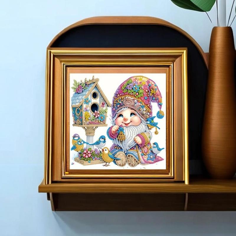 Dwarf & Bird Pattern DIY Diamond Art Painting Picture Without Frame, DIY 5D Diamond Arts Painting Kit, Wall Art Decor for Home Living Room Bedroom