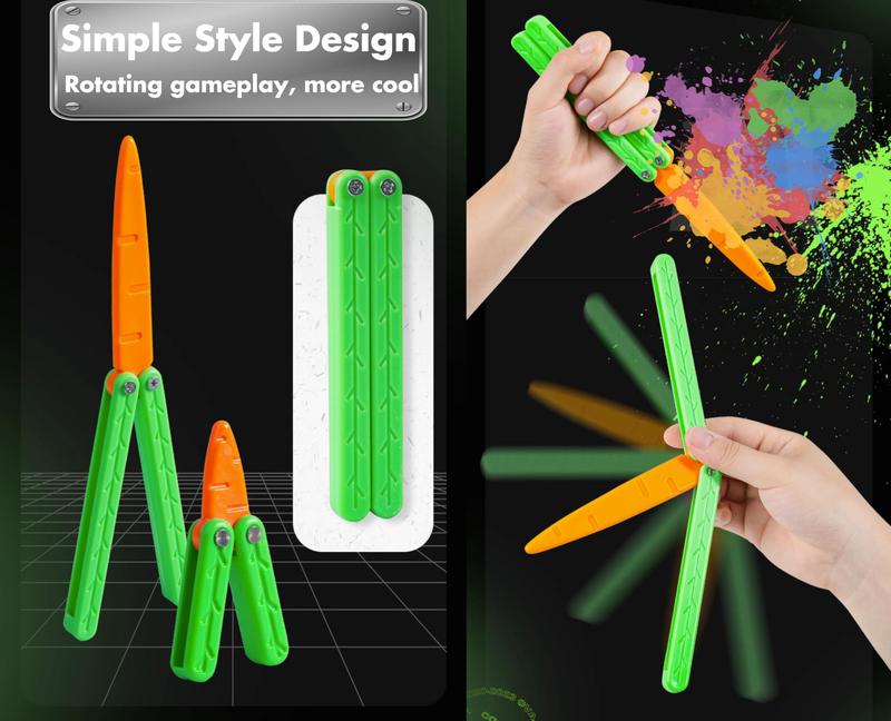 Summer 2 Pcs Carrot toys - Stress Relief Fidget Toys with Decompression Features - 3D Printed Practice Prop EDC (Big + Small) Green