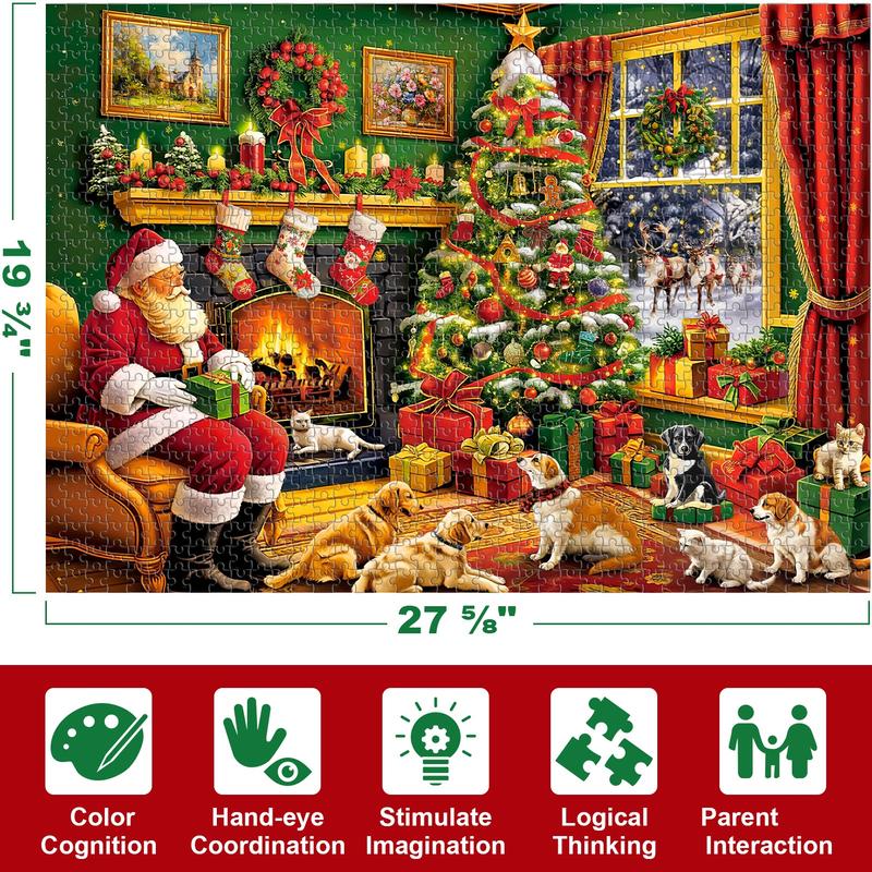 TIBLUE Christmas Eve Handcrafted Jigsaw Puzzle 2024-1000 Pieces Christmas Jigsaw Puzzles for Adults, Advent Calendar Family Game Puzzle Xmas Gift Idea 24 Days Surprises for Women Men