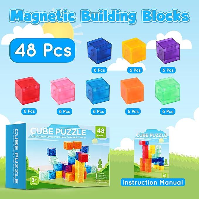 Magnetic Building Blocks for Toddlers 3+, Montessori Toys Preschool STEM Educational Sensory Magnet Tiles for Kids Boys and Girls Classroom Must Haves