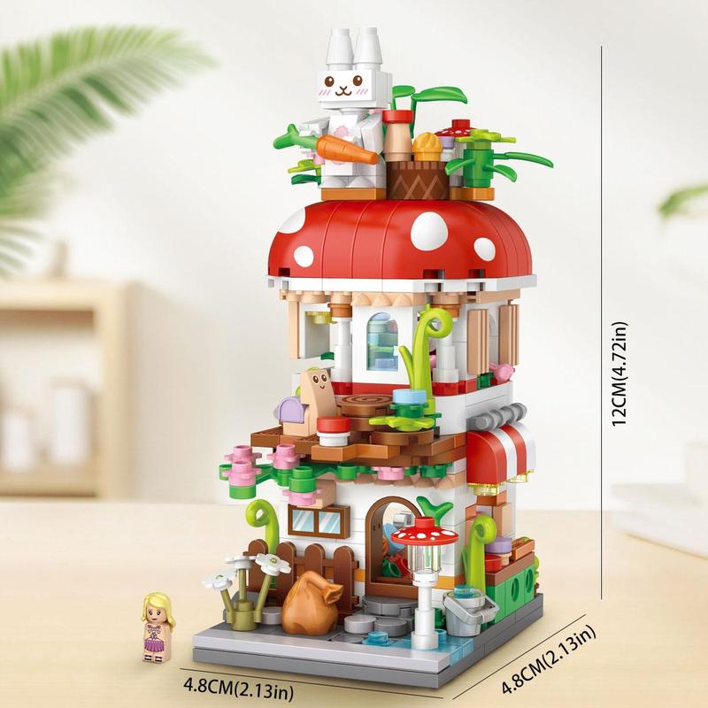 Mushroom House Building Blocks (417pcs set), Small Granules Assembled Toys, Creative Nautical House Model Gift