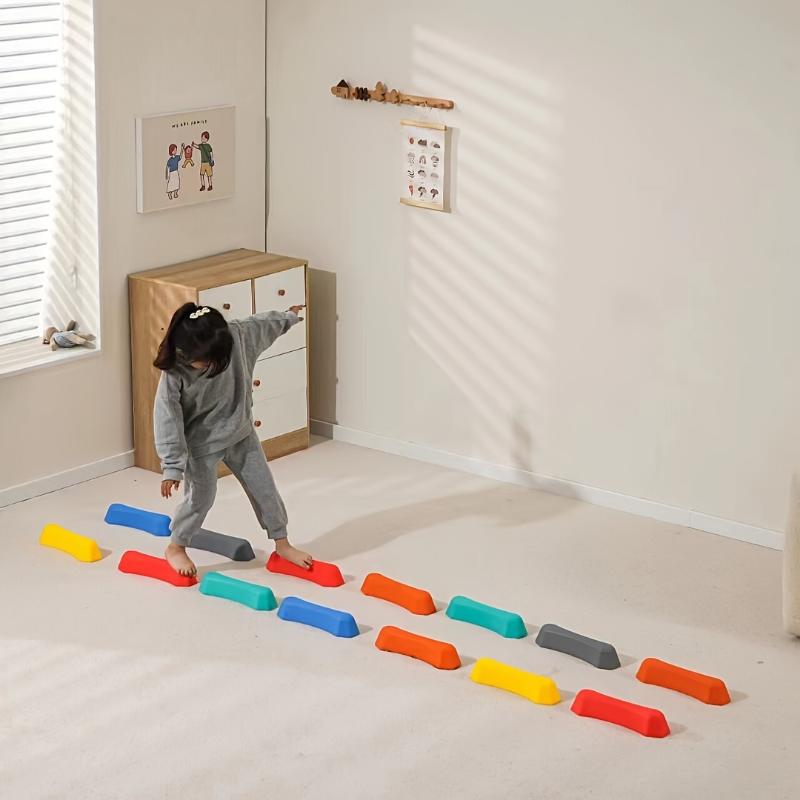 Balance Stepping Stone Set For Kids - 8 Plastic Balance Blocks For Coordination And Gross Motor Development - Indoor Outdoor Fitness Obstacle Course Set For Kids Ages 3-12 - Sensory Play Equipment