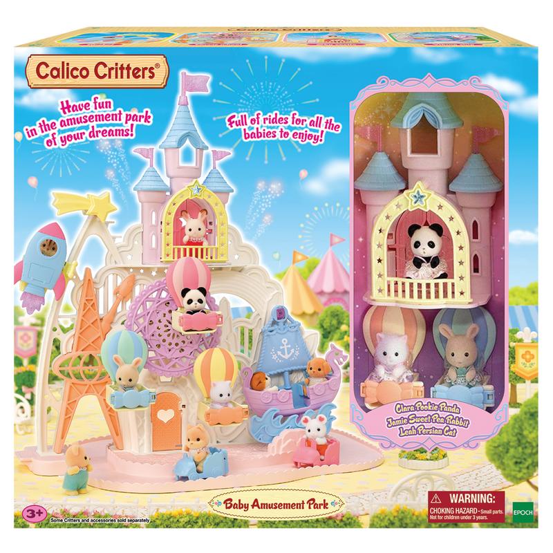 Calico Critters Baby Amusement Park, Dollhouse Playset with 3 Collectible Doll Figures