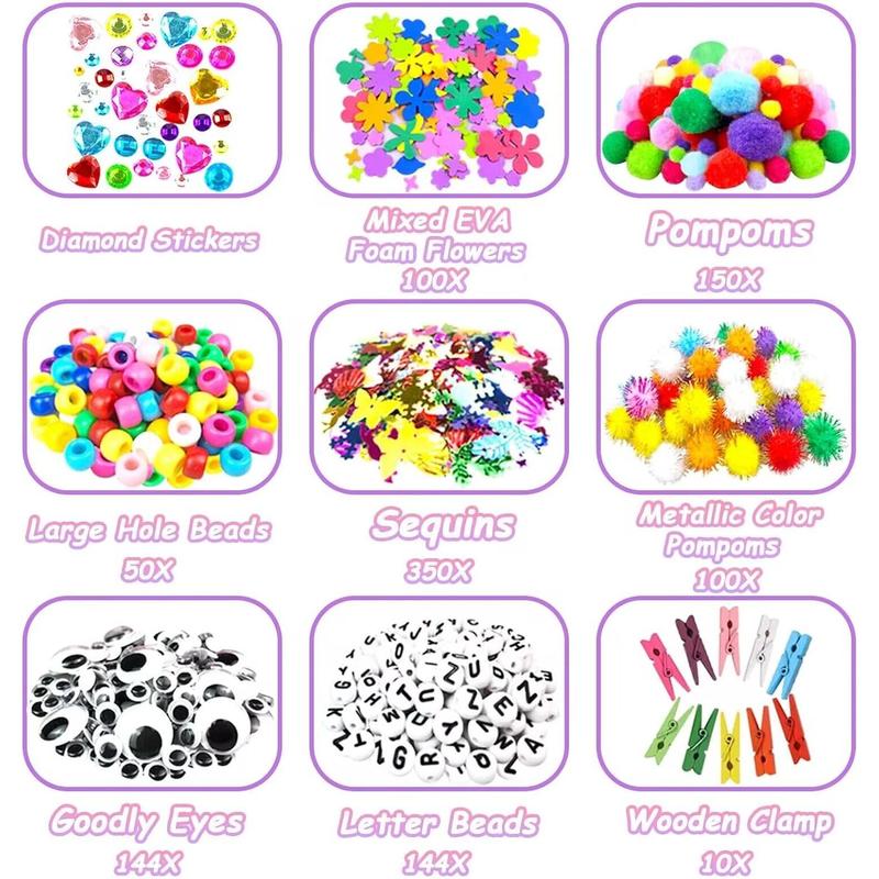 3000Pcs DIY Arts and Crafts Supplies Kit for Kids - Kids Craft Kits Art Supplies Material Set with Pipe Cleaner All in 1 Crafts for Kids Activity Gifts Toys for Girls Boys Age 4-6, 6-8, 8-12 years