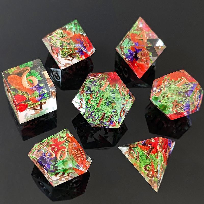 Colorful Dice Set, 7 Counts set Dice Game Props, Role Playing Game Dice, Tabletop Game Accessories for D&D and Fantasy Games