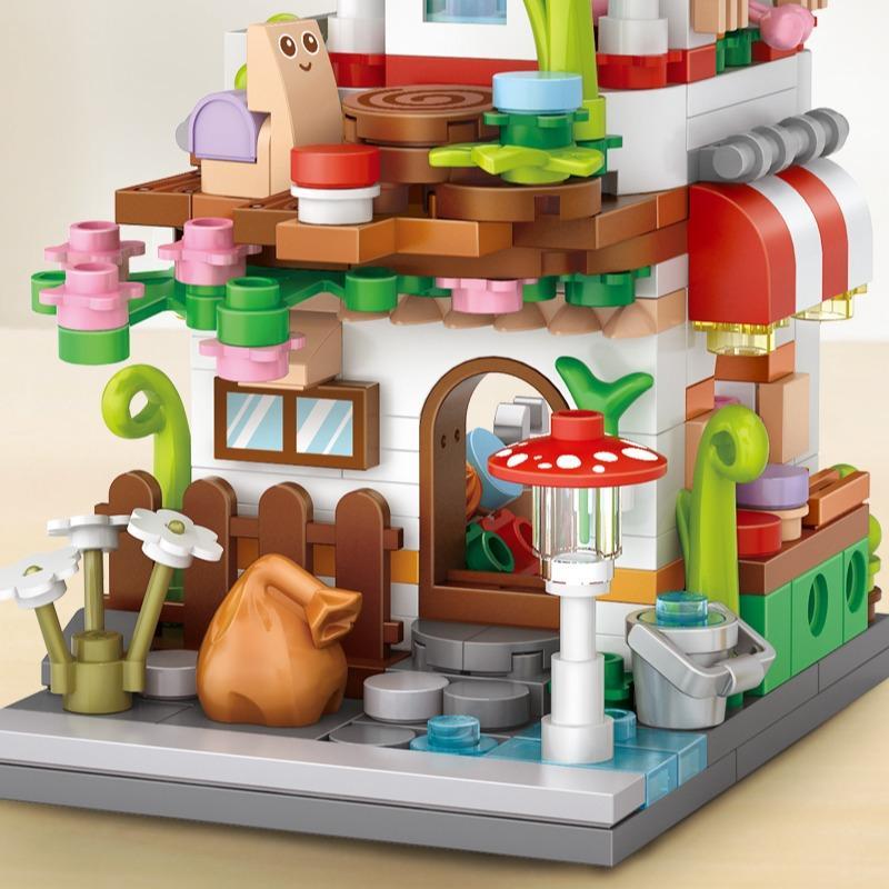 Mushroom House Building Blocks (417pcs set), Small Granules Assembled Toys, Creative Nautical House Model Gift