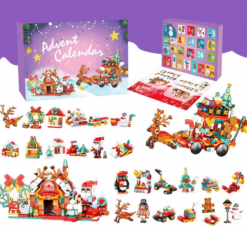 New Advent Calendar 2024 Christmas Building Blocks Toys for Kids Girls Boys Adult, 24 Days Christmas Countdown Building Blocks Toys, Surprise Xmas Gift Box, Christmas Party Favors with 24 Boxes