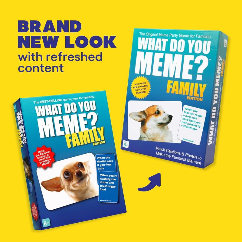 WHAT DO YOU MEME? Family Edition by Relatable, Popular Games for Kids 8+, Thanksgiving Day Games for All Ages, Great Fall Gift, Includes 300 Caption Cards and 65 Photo Cards