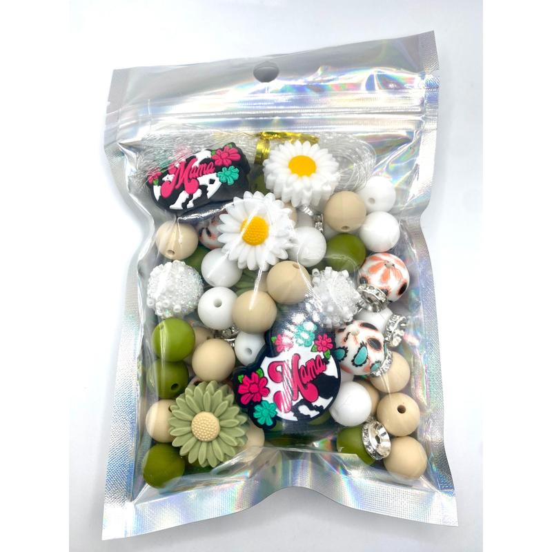 80pcs Bead Bundle 101 | Mama Beads | Bead Mix | Bead Bundle | Flower Beads