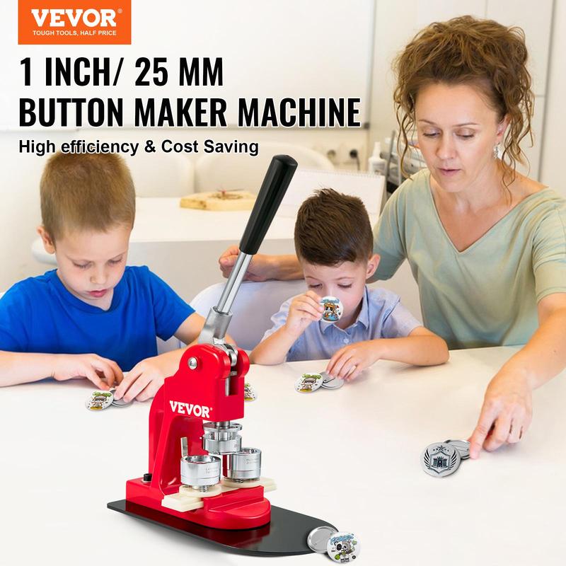 VEVOR Button Maker Machine, 25mm (1 inch) Badge Punch Press Kit, Children DIY Gifts Pin Maker, Button Making Supplies with 500pcs Button Parts & Circle Cutter & Magic Book