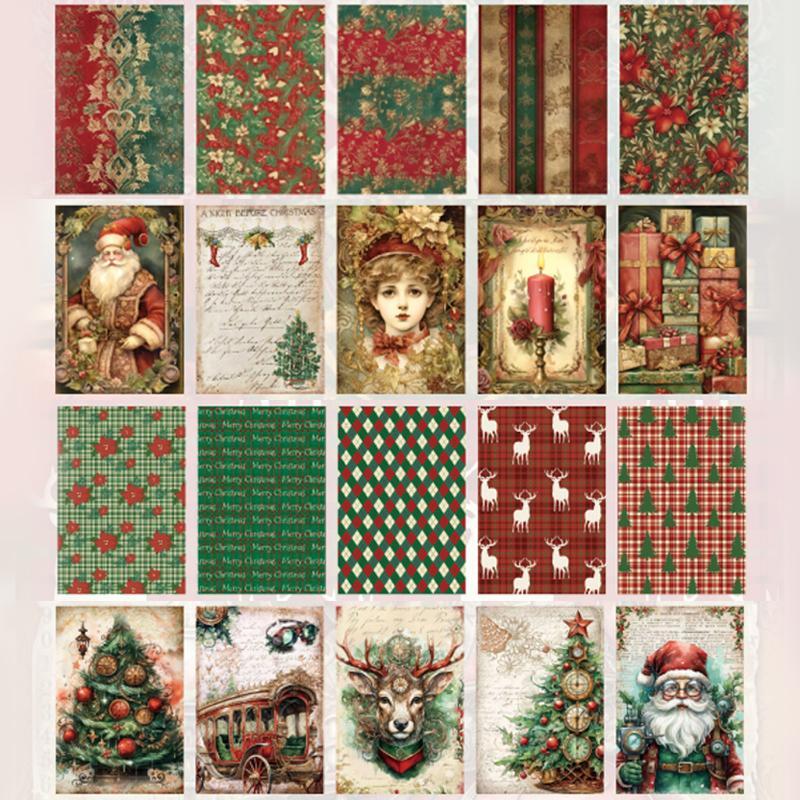 Vintage Christmas Themed Paper (28pcs bag), Scrapbooking & Journal Making Material Paper, DIY Decorative Paper for Scrapbooking & Journal Making