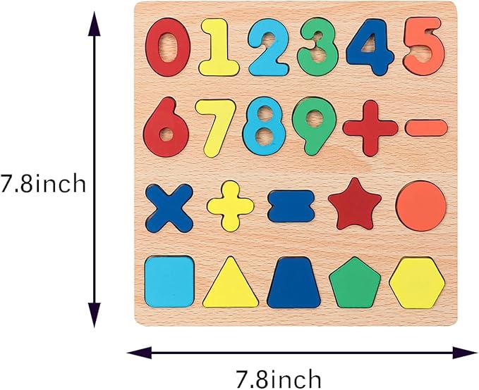 Wooden Jigsaw Puzzles for Kids, 3-Pack Kids Letter Shape Puzzles 3-Piece Wooden Kids Puzzles Wooden Letter Number Shape Puzzles Puzzle Toys for Boys and Girls