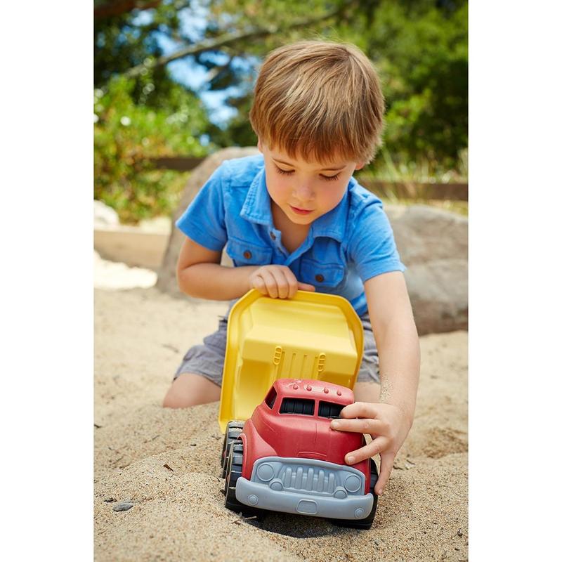 Dump Truck in Yellow and Red - BPA Free, Phthalates Free Toys for Gross Fine Motor Skill Development. Pretend Play , Red Yellow