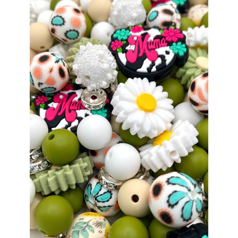 80pcs Bead Bundle 101 | Mama Beads | Bead Mix | Bead Bundle | Flower Beads