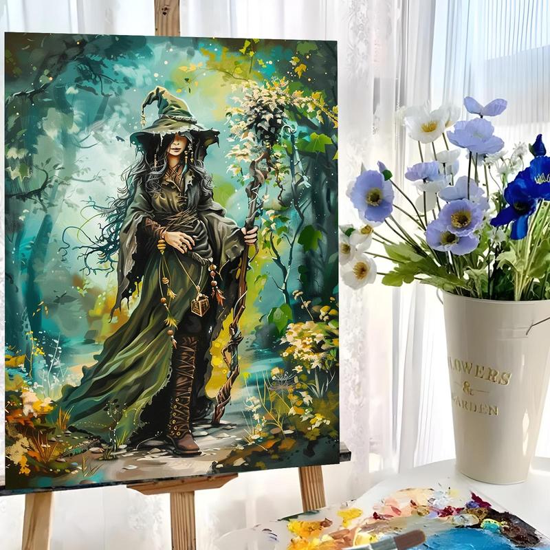 Witch Pattern Painting By Numbers Kit, 1 Set DIY Paint By Numbers Kit without Frame, Wall Art Decoration for Living Room Bedroom