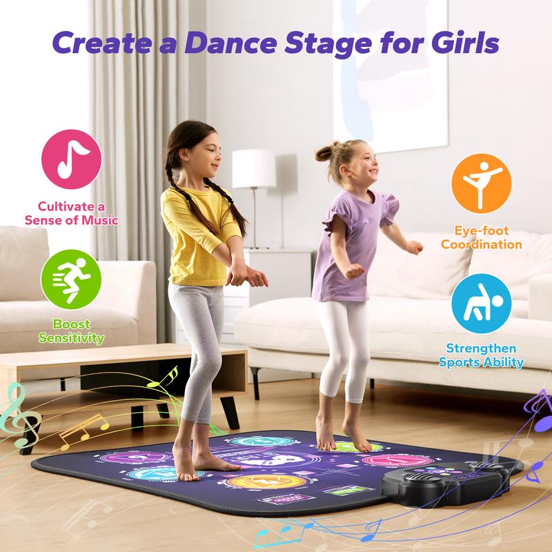 MERACH Dance Mat Bluetooth Electronic Dance Pad with Light-up 6-Button 8-Button Built-in Music Dance Game Toy Gift for Kids Girls Boys 3-12 Years Old