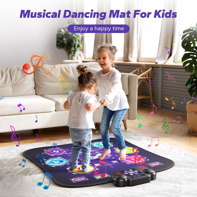 MERACH Dance Mat Bluetooth Electronic Dance Pad with Light-up 6-Button 8-Button Built-in Music Dance Game Toy Gift for Kids Girls Boys 3-12 Years Old