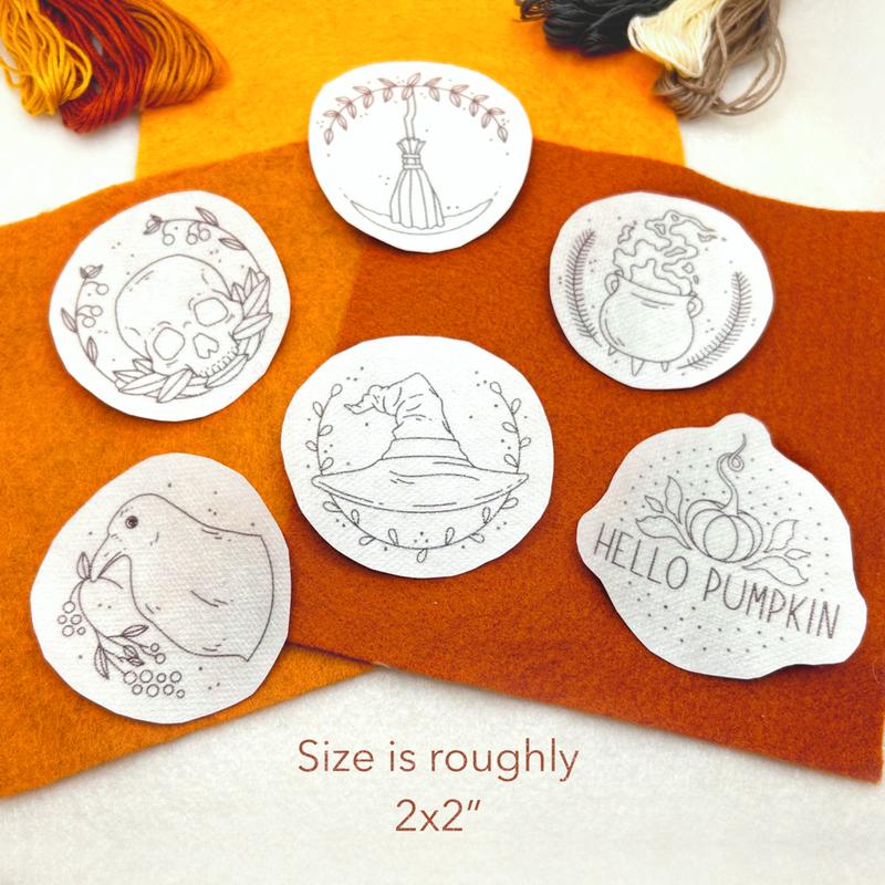 Stick and Stitch Halloween Witch Embroidery Patterns, Water-Soluble Embroidery Designs For Clothing, Bags, Hats, and Wall Art