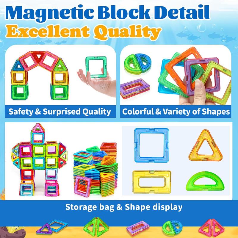 Magnetic Building Blocks Set, 32pcs 56pcs 84pcs set Educational Stem Toys, Birthday Gift Toys for 3+ Year Old Boys and Girls, Christmas Gift