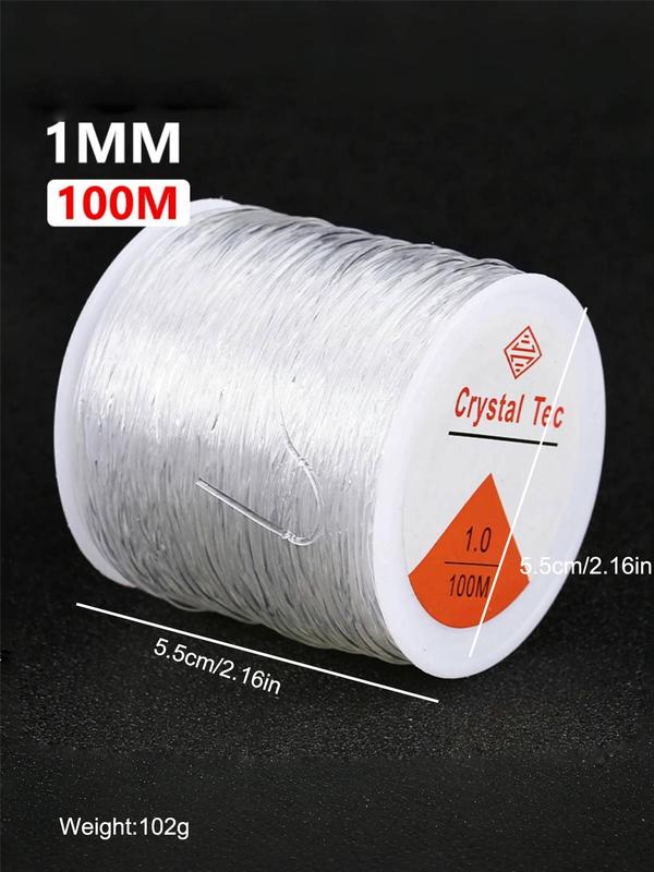 0.6 0.8 1mm 100M Transparent Elastic Cord, Elastic Beading Thread for Necklace & Bracelet & Keychain Making, Clear Thread Stretchy String for Jewelry Making