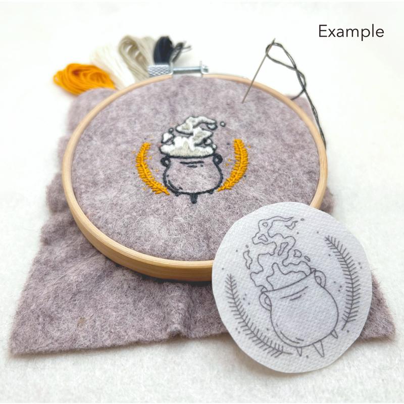 Stick and Stitch Halloween Witch Embroidery Patterns, Water-Soluble Embroidery Designs For Clothing, Bags, Hats, and Wall Art