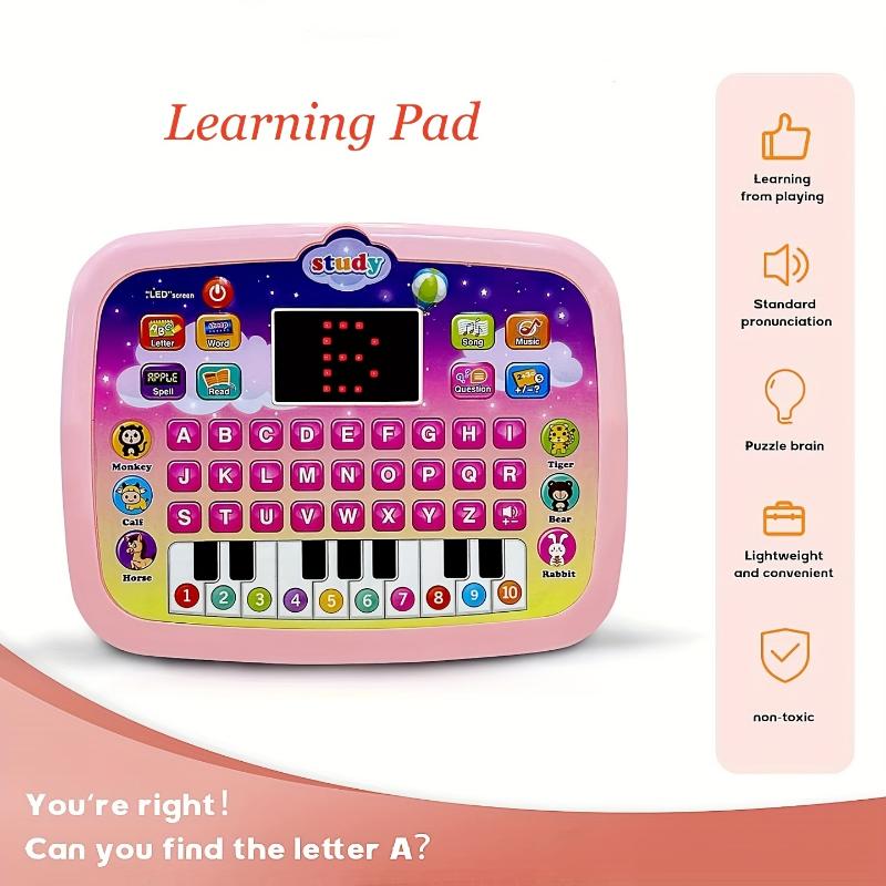 Tablet Toddler Learning Pad With LED Screen, Teaching Alphabet Numbers Word Music Math Early Development Interactive Electronic Toy For Boys & Girls Halloween Christmas Gift