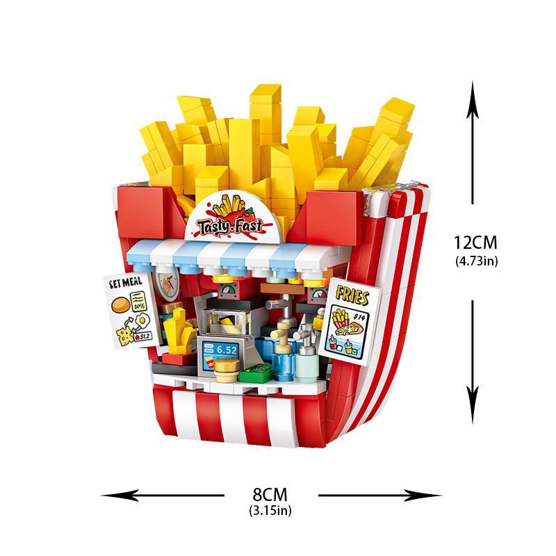 463pcs set Food Street Store Building Blocks, French Fries Shop Building Toy, Creative Model Toy