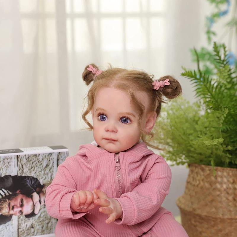 22 Inch Durable Realistic Reborn Girl Doll Toy, Christmas Reborn Full Silicone Doll Baby Dolls, Summer Gifts, Soft Girl Toy, Silicone Reborn Doll Lifelike Newborn Toy, Full Body Silicone Reborn Doll, Realistic Baby Dolls, Thanksgiving Christmas Gift Set