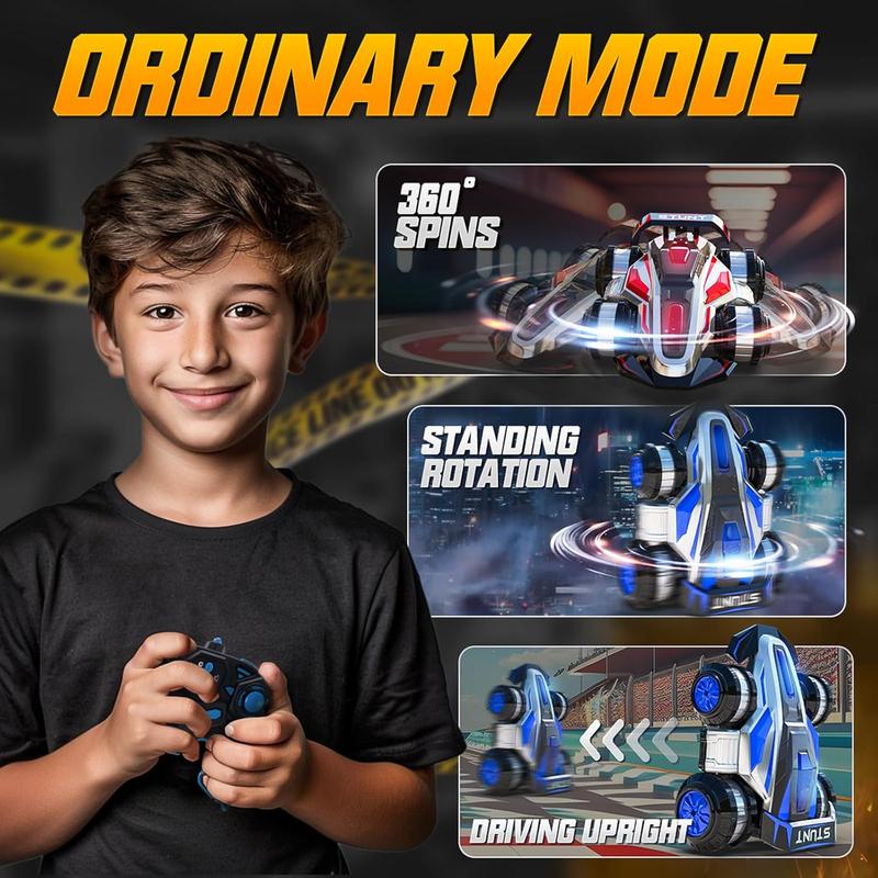 Remote Control Roll Stunt Car for Boys 360°Rotating 4WD RC Cars with Lights Music Upright Walking Four-Wheeled Rollover