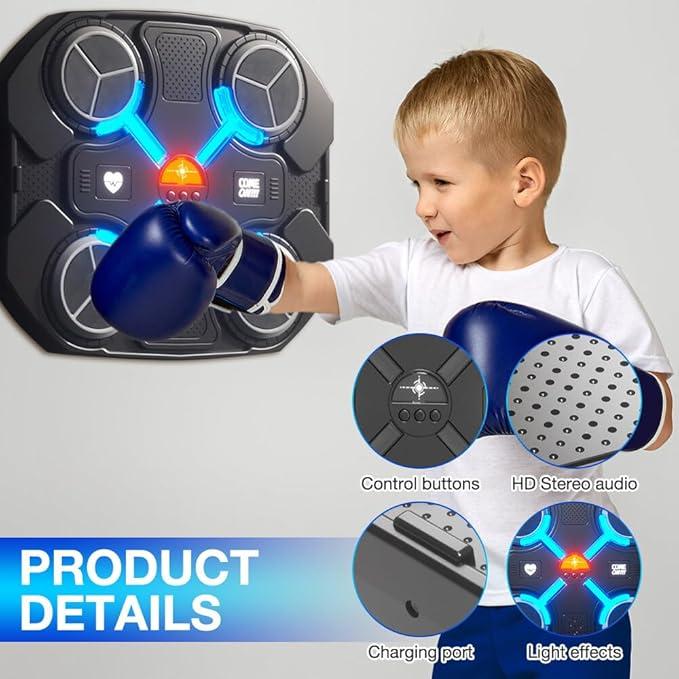 Music Boxing Machine Sport Toys for Kids,Wall Mounted Bluetooth Smart Punching Target Toys,Training Pad Toy with Boxing Glove,Ideas Toys for Boys Girls Kids 3 4 5 6 7 8 9 10 11 12+ Years Old