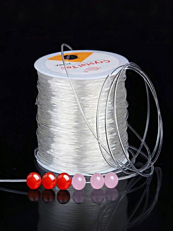 0.6 0.8 1mm 100M Transparent Elastic Cord, Elastic Beading Thread for Necklace & Bracelet & Keychain Making, Clear Thread Stretchy String for Jewelry Making