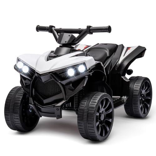 6V Ride On ATV 4 Wheeler for Toddlers with 1.8 Mph Max Speed, Wear-Resistant Wheels, LED Lights, Foot Pedal, and Music - Multiple Color Options Available