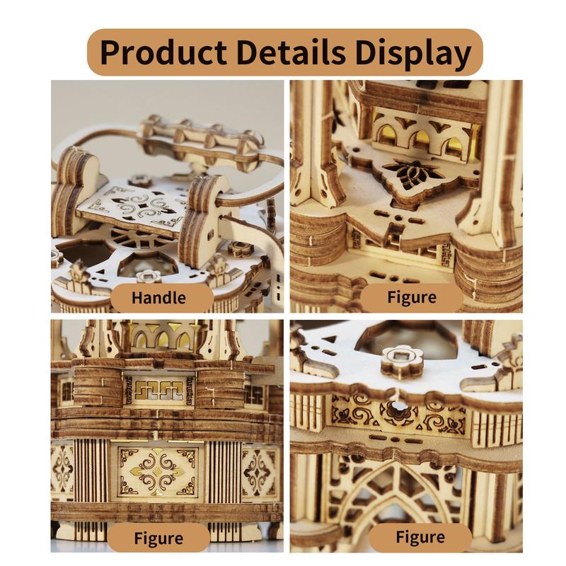 3D Wooden Puzzles DIY Rotating Vintage Lantern Hands-on Activity Desk Decor Gifts for Teens