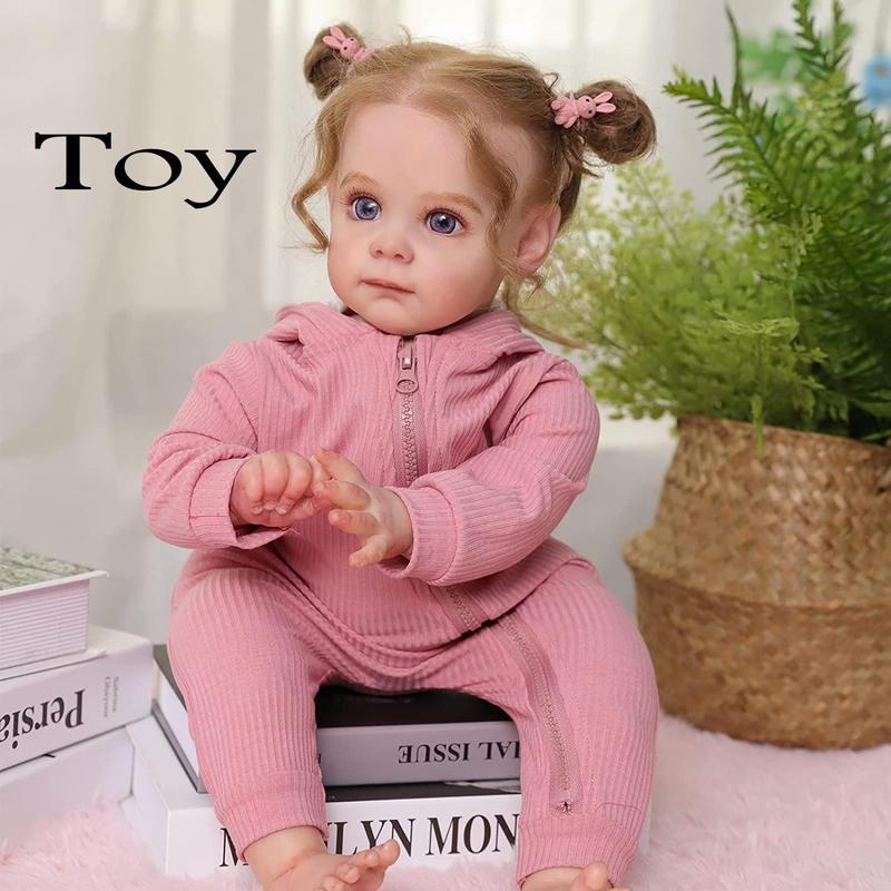 22 Inch Durable Realistic Reborn Girl Doll Toy, Christmas Reborn Full Silicone Doll Baby Dolls, Summer Gifts, Soft Girl Toy, Silicone Reborn Doll Lifelike Newborn Toy, Full Body Silicone Reborn Doll, Realistic Baby Dolls, Thanksgiving Christmas Gift Set