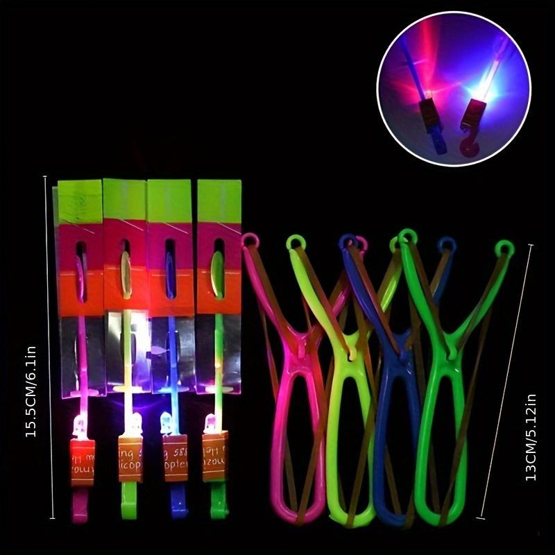 10pcs Glittering LED Rocket Slingshot Toys - Luminous, Elastic, Spinning, and Stocking Stuffer Friendly - Perfect for Carnival Prizes, School Classroom Rewards, and Halloween Christmas Gifts