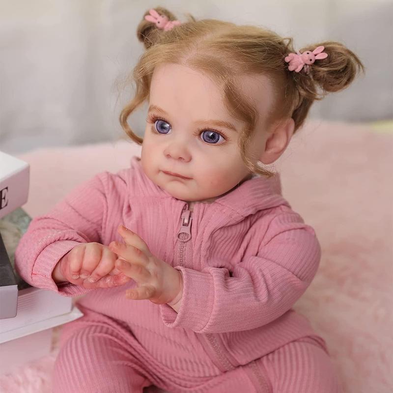 22 Inch Durable Realistic Reborn Girl Doll Toy, Christmas Reborn Full Silicone Doll Baby Dolls, Summer Gifts, Soft Girl Toy, Silicone Reborn Doll Lifelike Newborn Toy, Full Body Silicone Reborn Doll, Realistic Baby Dolls, Thanksgiving Christmas Gift Set