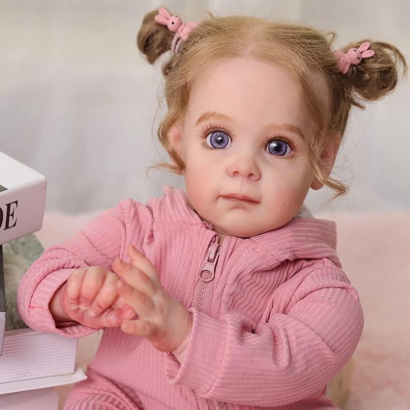 22 Inch Durable Realistic Reborn Girl Doll Toy, Christmas Reborn Full Silicone Doll Baby Dolls, Summer Gifts, Soft Girl Toy, Silicone Reborn Doll Lifelike Newborn Toy, Full Body Silicone Reborn Doll, Realistic Baby Dolls, Thanksgiving Christmas Gift Set