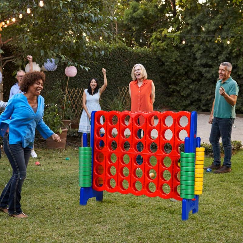 Costzon - Jumbo 4-to-Score Giant Game Set with 42 Jumbo Rings and Quick-Release Slider,4 in A Row for Kids and Adults, 3.5FT Tall Indoor & Outdoor Game Set, Ideal for Holiday Party & Family Game