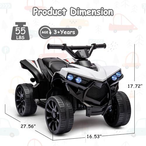 6V Ride On ATV 4 Wheeler for Toddlers with 1.8 Mph Max Speed, Wear-Resistant Wheels, LED Lights, Foot Pedal, and Music - Multiple Color Options Available